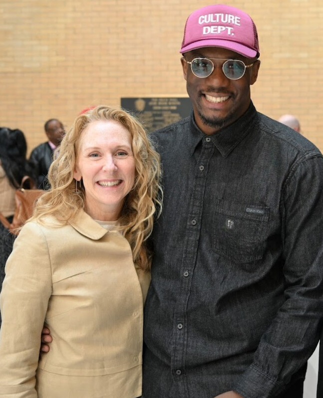 Arts Foundation Executive Director Julie Wake with New England Foundation for the Arts Executive Director Harold Steward